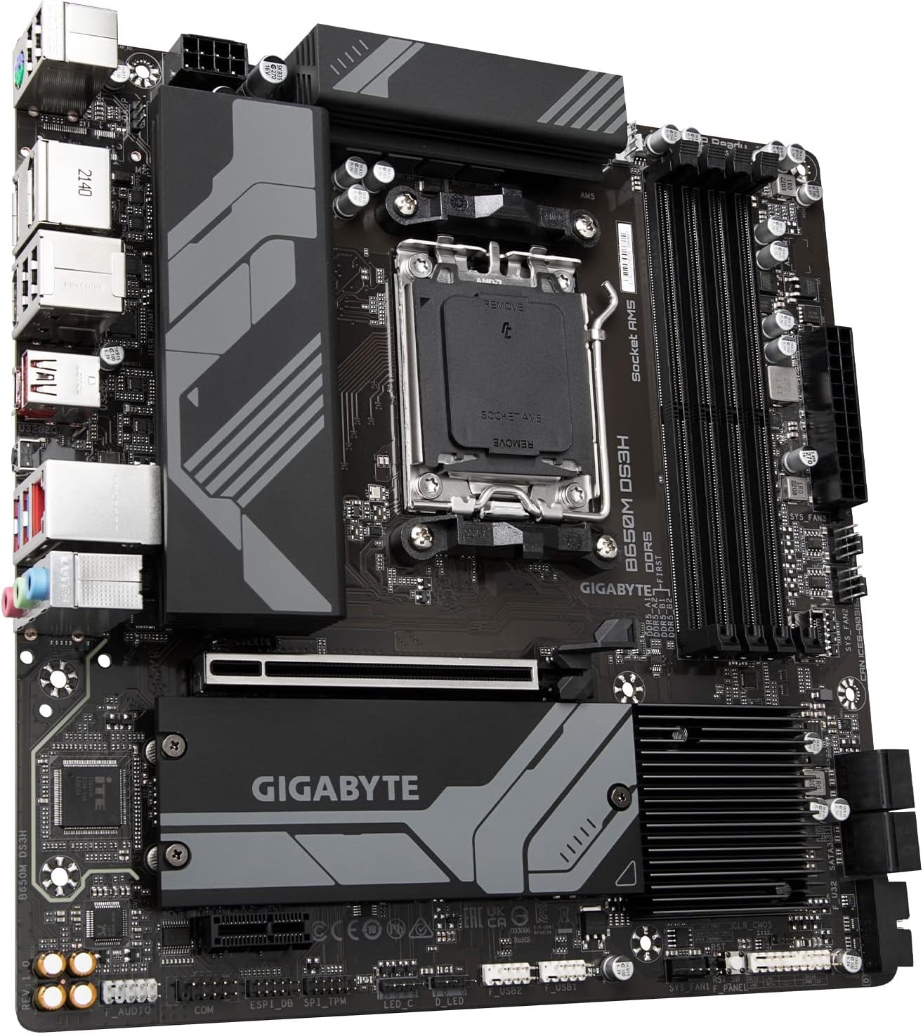 Мат. плата Gigabyte B650M DS3H (S-AM5, B650, HDMI/DP, 2xPCI-E, 4DDR5, 2xM.2, GbLAN)