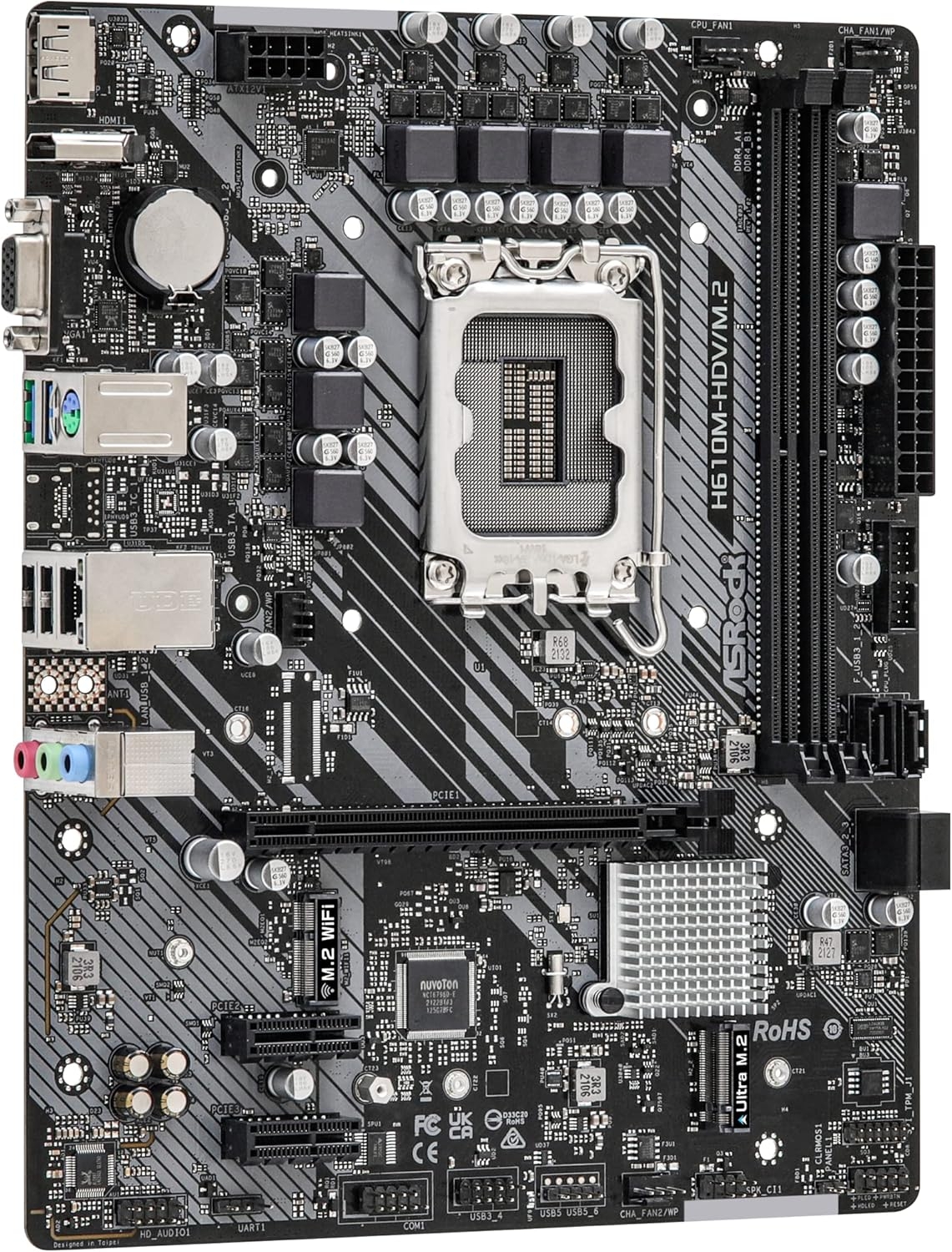 Мат. плата ASROCK H610M-HDV/M.2 R2.0 (S-1700, H610, VGA, HDMI, DP, 2xPCI-E, 2DDR4, SATA3, GbLAN)