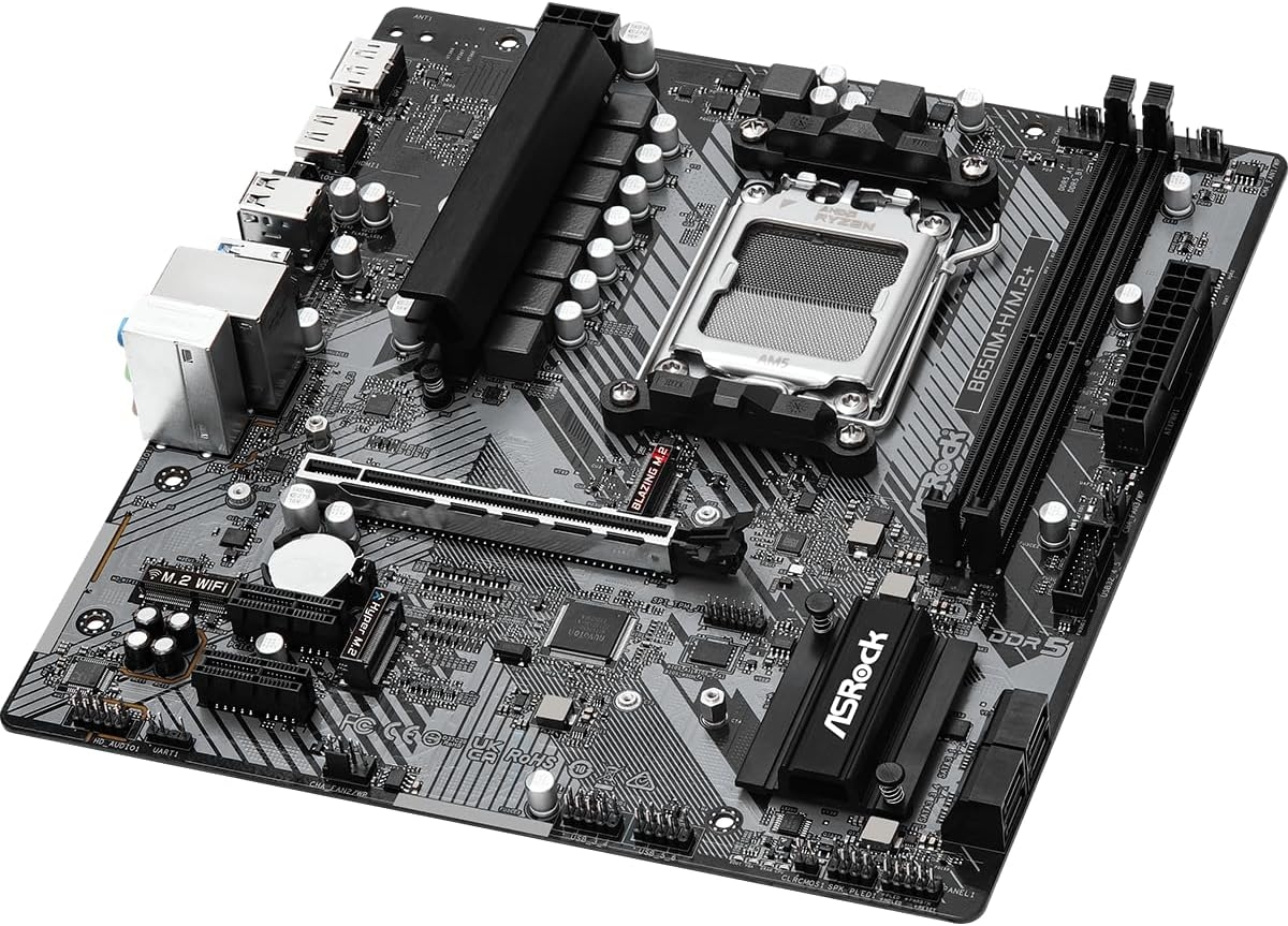 Мат. плата Asrock B650M-H/M.2+ (S-AM5, B650, HDMI, DP, 3PCI-E, 2xDDR5, M.2, SATAIII RAID, SATA3, GbLAN)