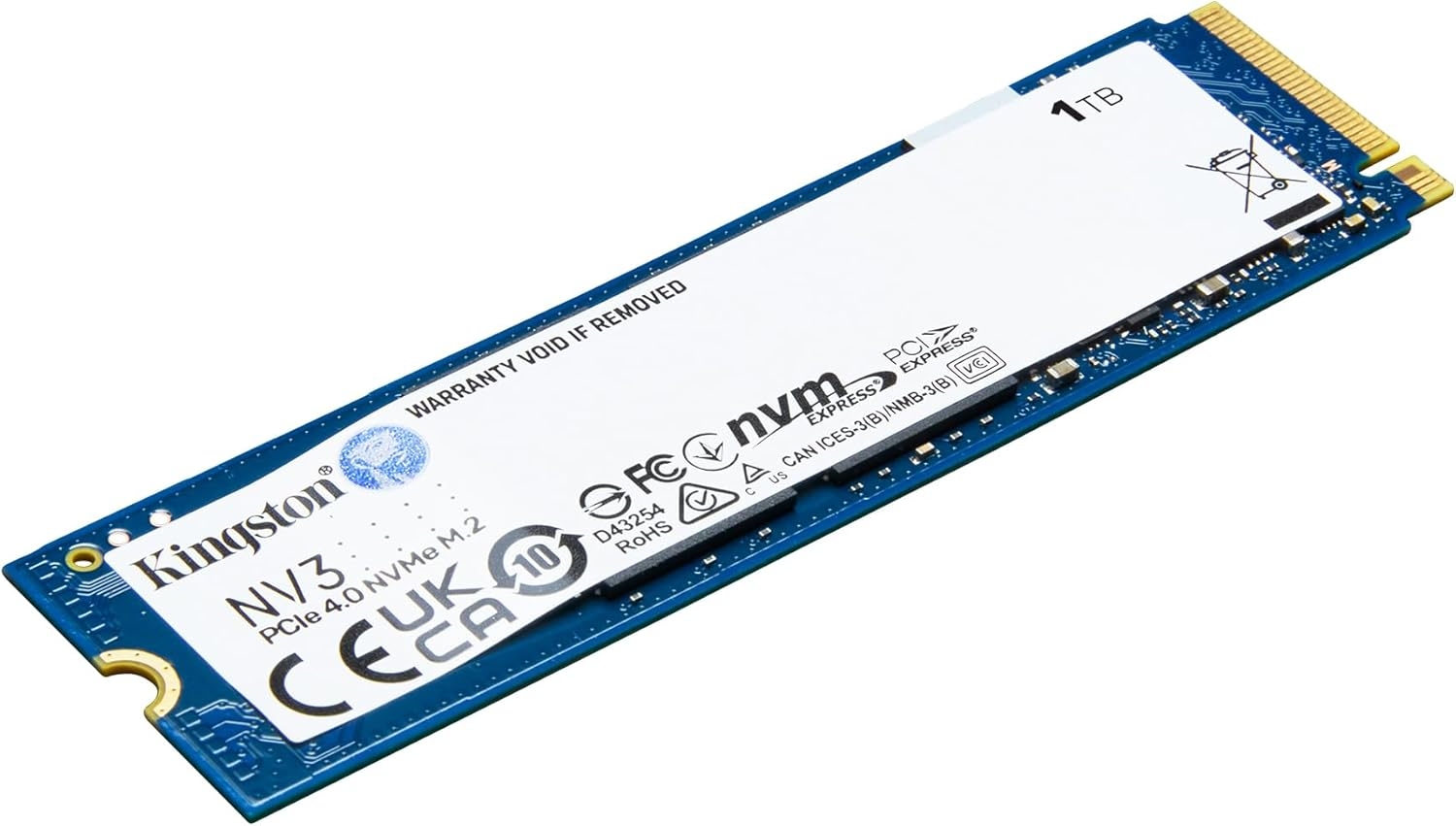 Накопитель SSD M.2 1TB Kingston SNV3S/1000G NV3 (M.2 2280 PCI-E, Reading 6000 MB/s, Writing 4000 Mb/s)