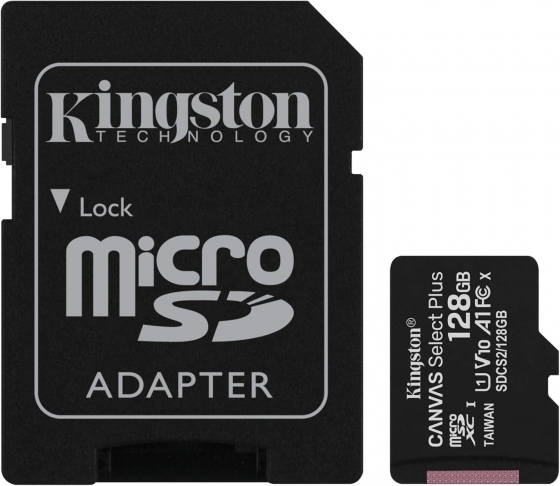 Карта памяти SD Card Kingston 128GB Canvas Select Plus (SDXC, UHS-I, Class 10 + Adapter)