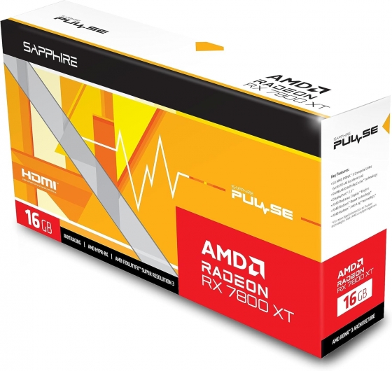 Видеокарта 16GB Sapphire Radeon RX 7800 XT Pulse Radeon 11330-02-20G (19500MHz, GDDR6, 256bit, 2xHDMI/2xDP)