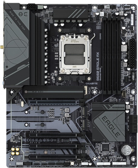 Мат. плата Gigabyte B650 Eagle AX (S-AM5, B650, HDMI/DP, 4xPCI-E, 4DDR5, 3xM.2, SATAIII RAID, GbLAN)