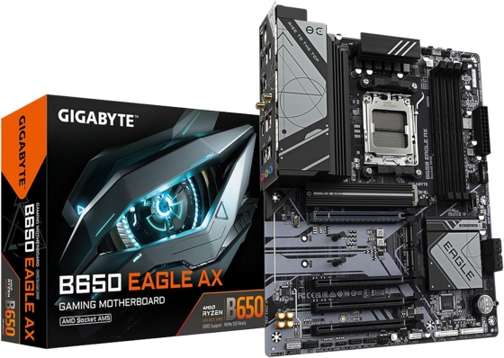 Мат. плата Gigabyte B650 Eagle AX (S-AM5, B650, HDMI/DP, 4xPCI-E, 4DDR5, 3xM.2, SATAIII RAID, GbLAN)