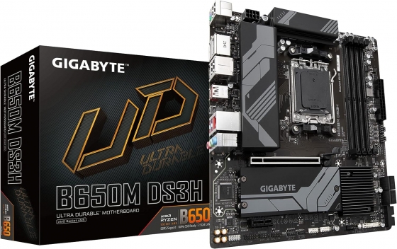 Мат. плата Gigabyte B650M DS3H (S-AM5, B650, HDMI/DP, 2xPCI-E, 4DDR5, 2xM.2, GbLAN)