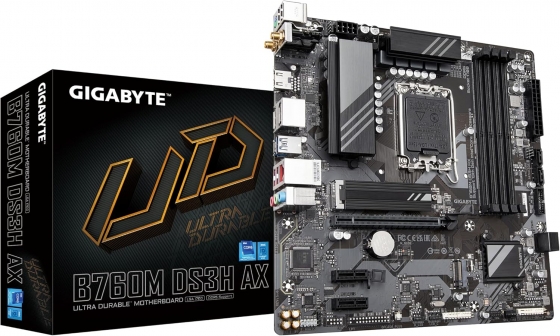 Мат. плата Gigabyte B760M DS3H (S-1700, B760, VGA, HDMI, 2xDP, 3xPCI-E, 4DDR5, 2xM.2, SATA3, GbLAN)