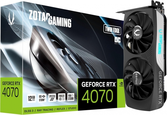 Видеокарта 12GB Zotac GeForce RTX4070 Twin Edge (21000MHz, GDDR6X, 192bit, HDMI/3xDP)