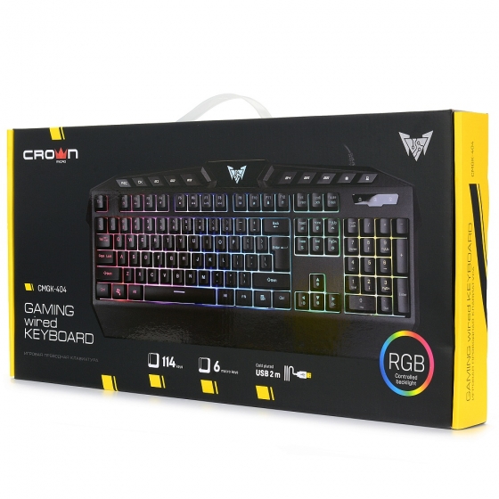 Клавиатура CrownMicro CMGK-404, RGB, Gaming (USB)